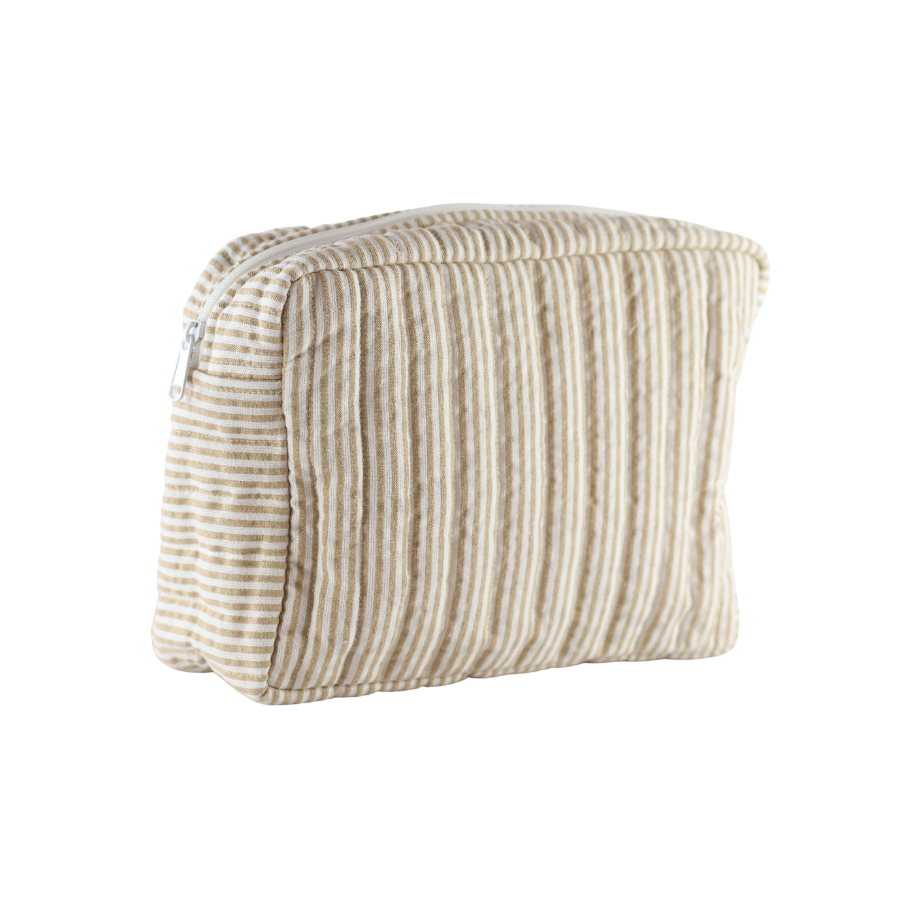 Toilettasker m Beige og Brun Stribe EASON  ( 27x10x20cm) Stor