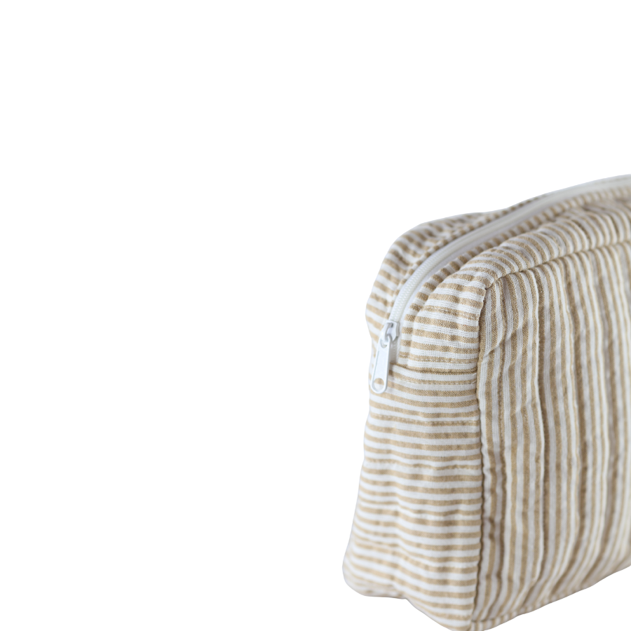 Toilettasker m Beige og Brun Stribe EASON  ( 27x10x20cm) Stor