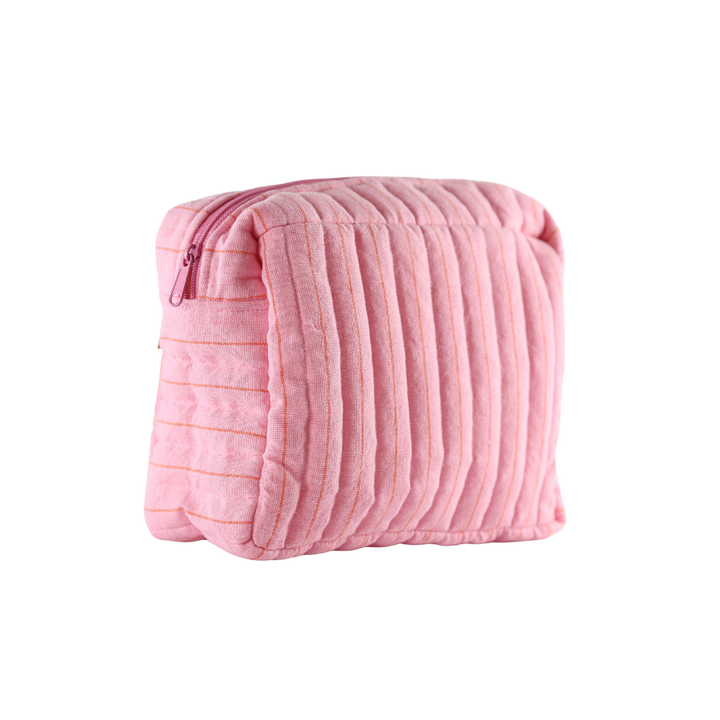 Toilettasker m Lyserød og Orange Stribe EASON  ( 27x10x20cm) Stor