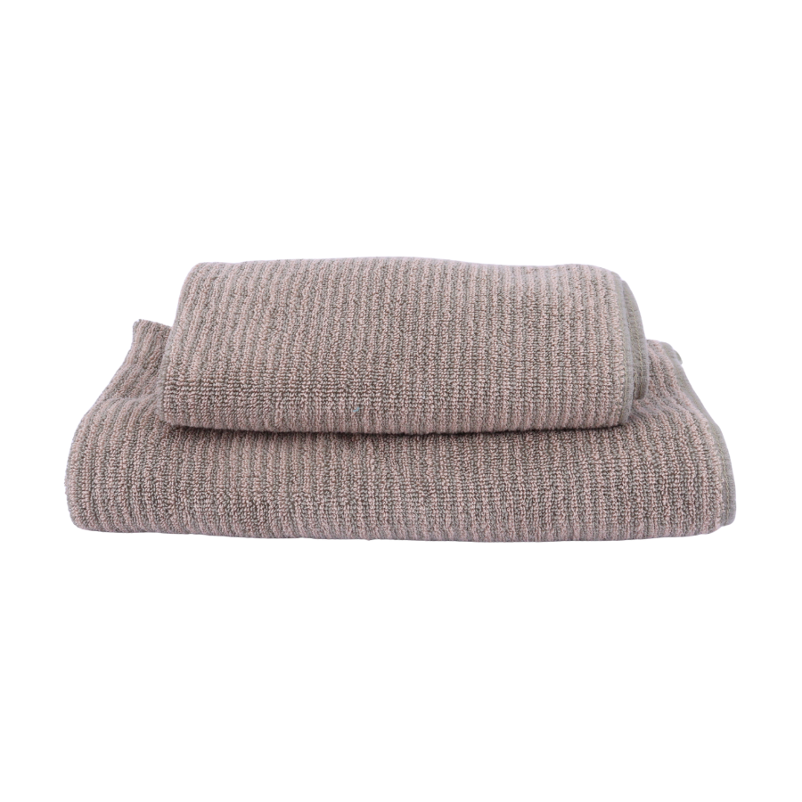 Badehåndklæde m Stribe CAMRON (70x140cm) Grøn/Beige