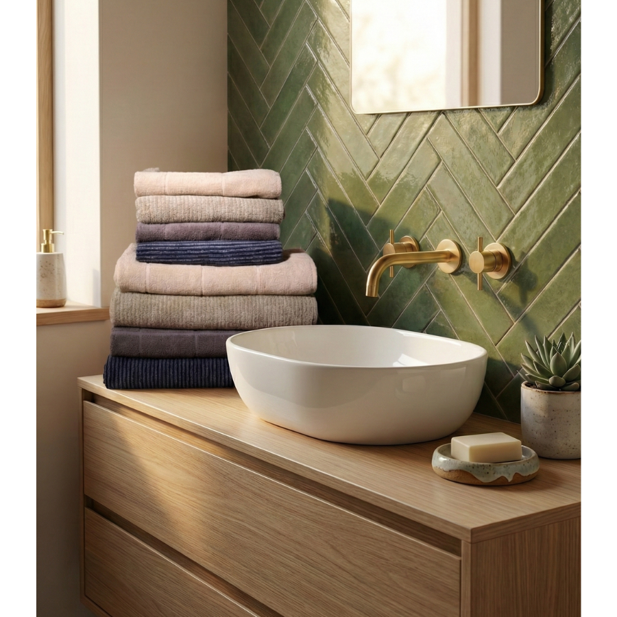 Badehåndklæde Ternet Jacquard DENZEL (70x140cm) Grå