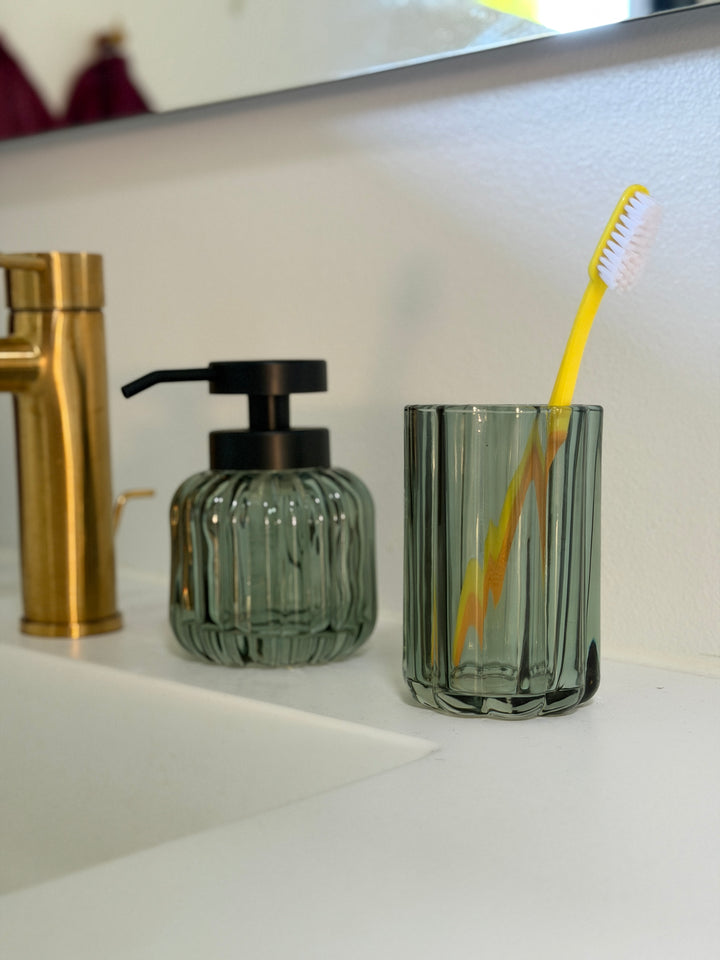 Sæbedispenser Glas Grøn/Sort