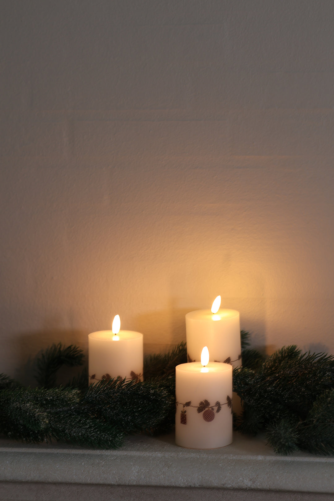 LED Vokslys 3 stk. Juleguirlande m. Fjernbetjening
