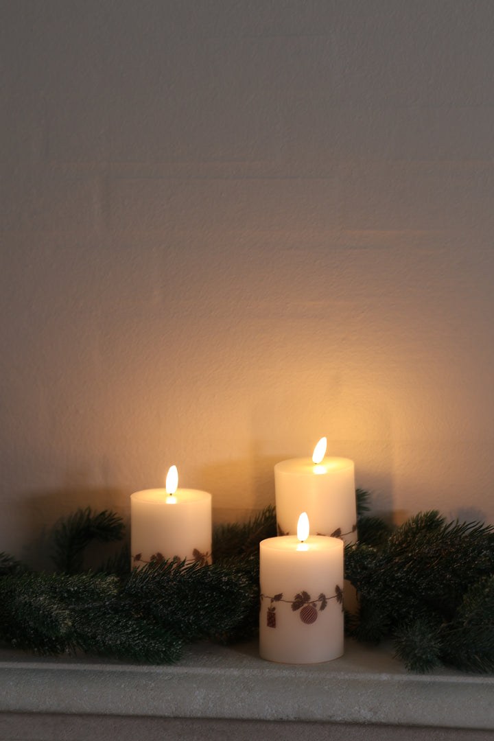 LED Vokslys 3 stk. Juleguirlande m. Fjernbetjening