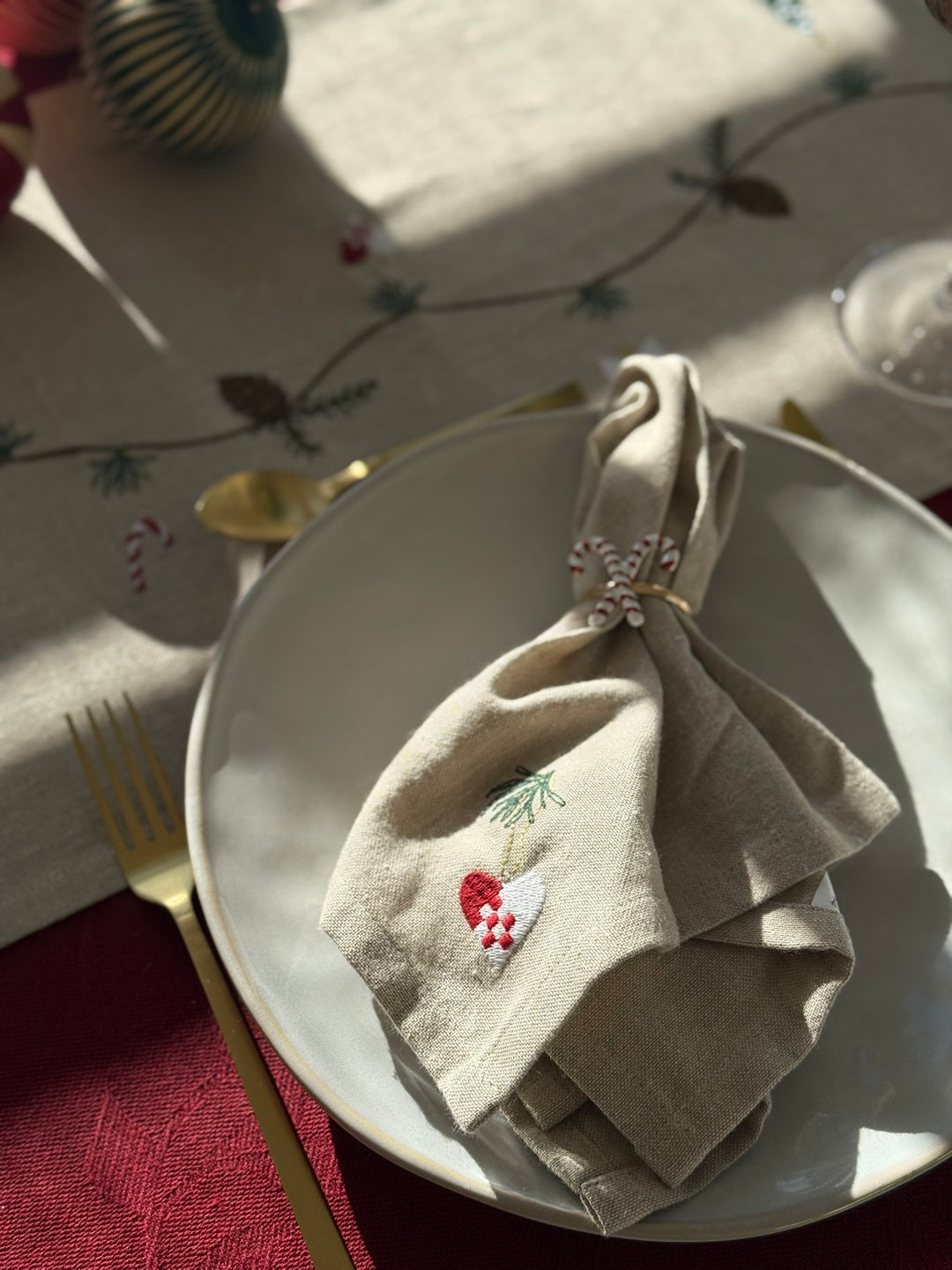 Julemundserviet m Hjerte Broderi (40x40cm)