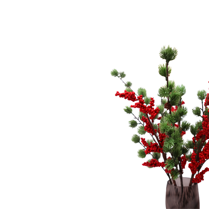 Evighedsbuket Vinterglød m. Små Røde Bær og Cedergrene