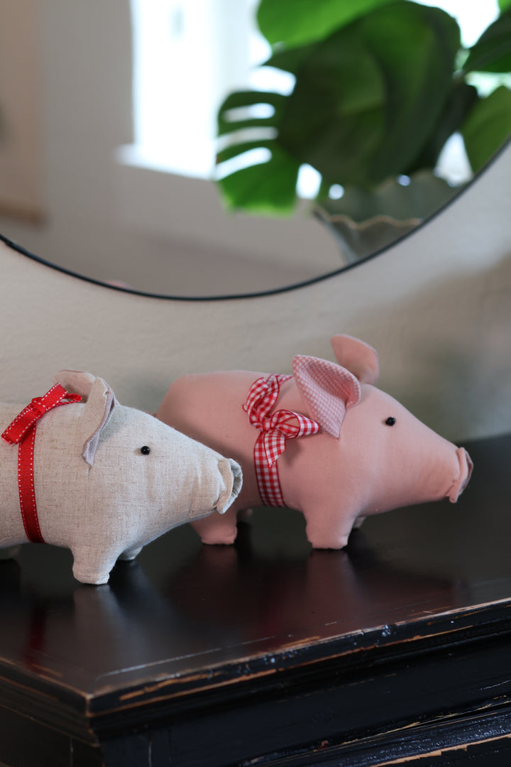 Julegris m. Sløjfe Rosa (23 x 13 x 12cm)