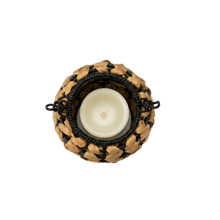 Lanterne m. LED Lys Sort/Natur (H15cm)