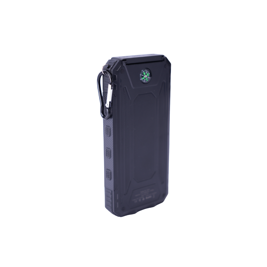 Solar Powerbank 10.000 mah, m. Lommelygte og Kompas