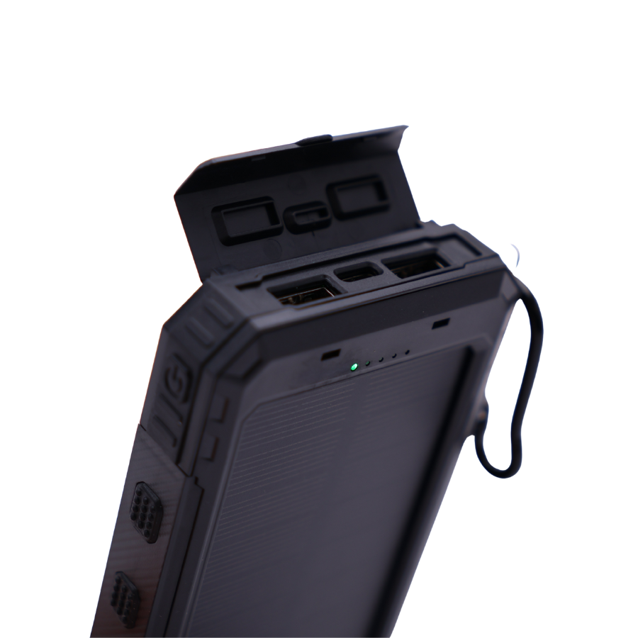 Solar Powerbank 10.000 mah, m. Lommelygte og Kompas