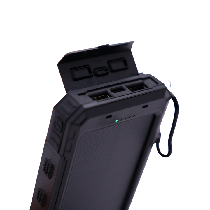 Solar Powerbank 10.000 mah, m. Lommelygte og Kompas