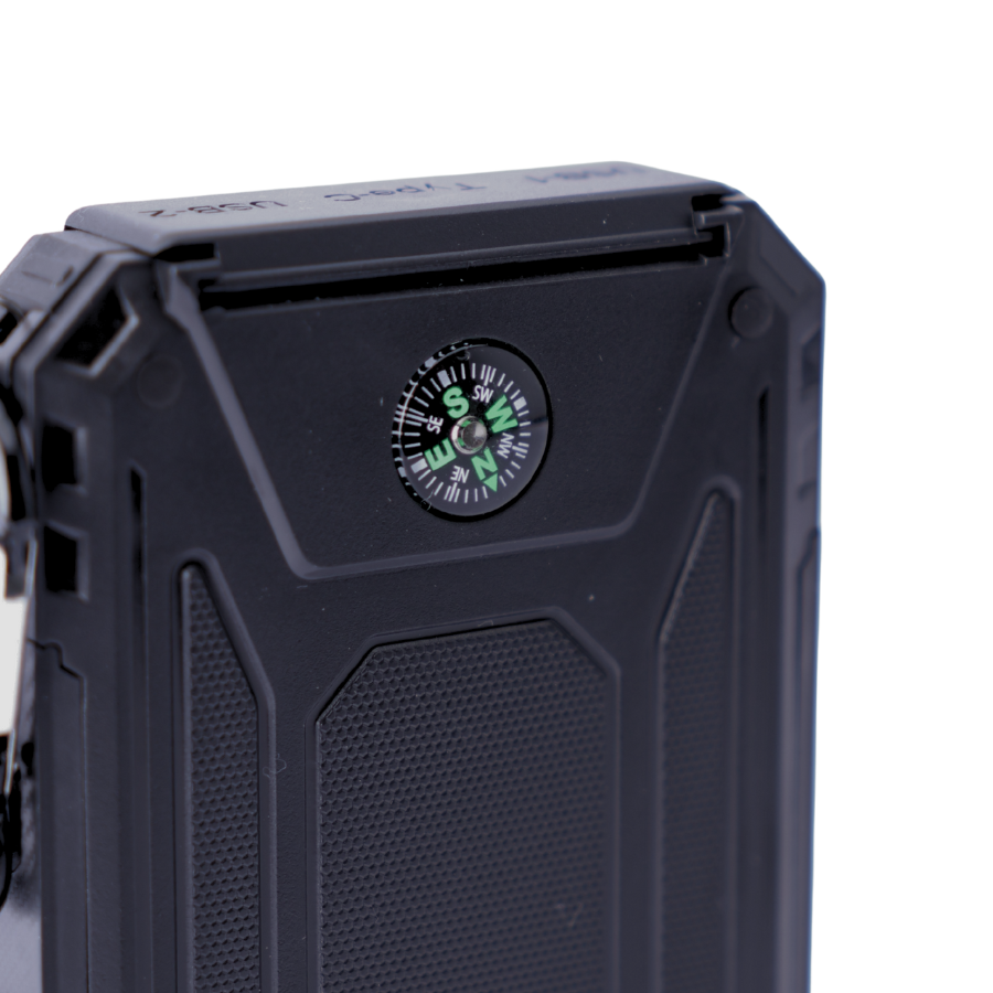 Solar Powerbank 10.000 mah, m. Lommelygte og Kompas