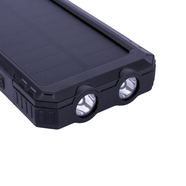 Solar Powerbank 10.000 mah, m. Lommelygte og Kompas