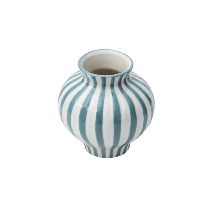 BETSY Vase (Ø 14,7 x 13,5cm) Grå/Grøn Stribe