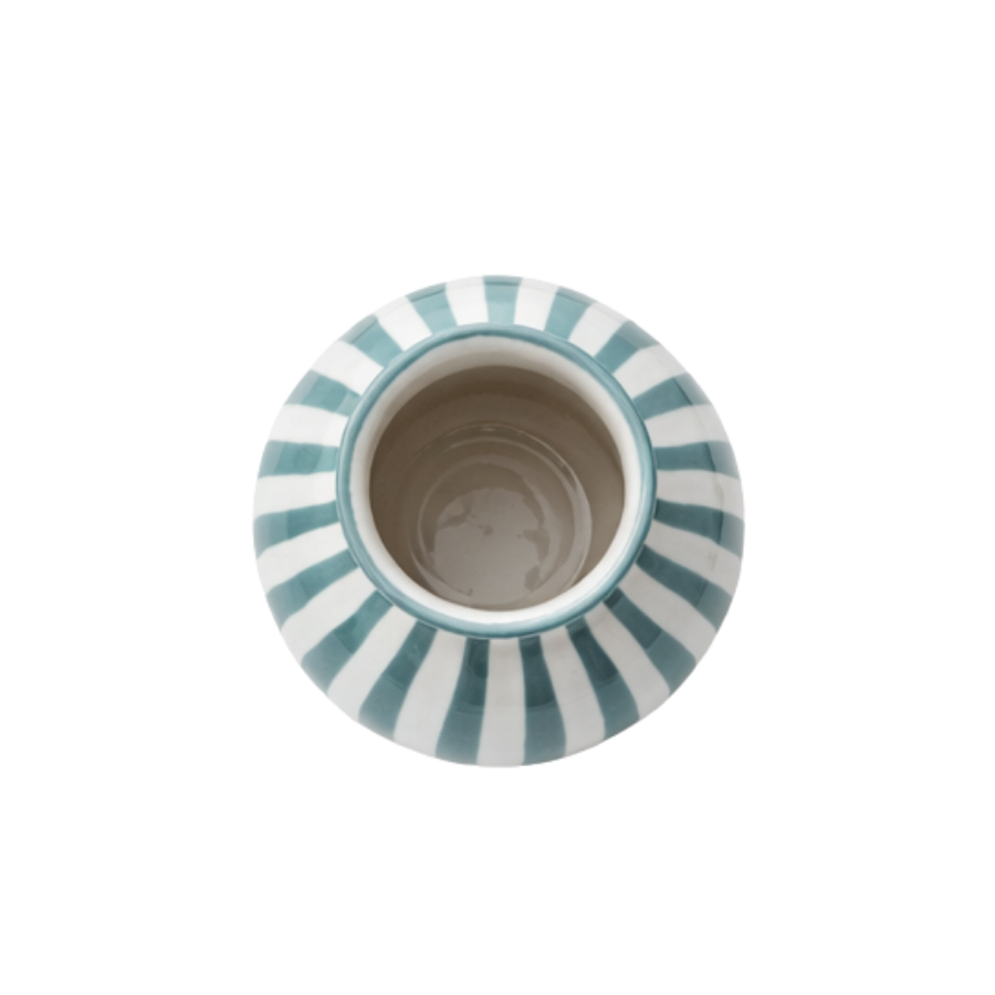 BETSY Vase (Ø 14,7 x 13,5cm) Grå/Grøn Stribe