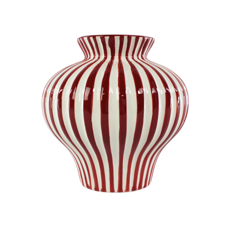 BETSY Vase m. Burgandy Stribe  (Ø 21 x 21cm)