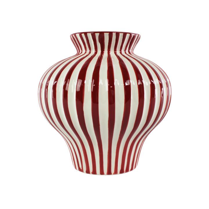 BETSY Vase m. Burgandy Stribe  (Ø 21 x 21cm)