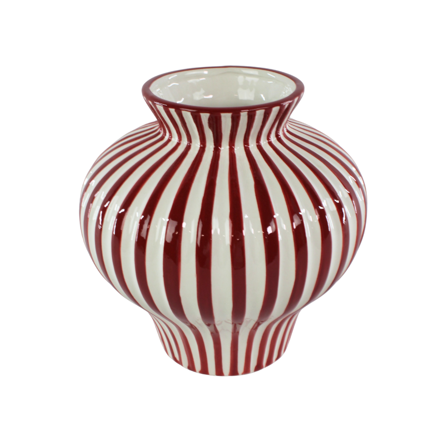 BETSY Vase m. Burgandy Stribe  (Ø 21 x 21cm)