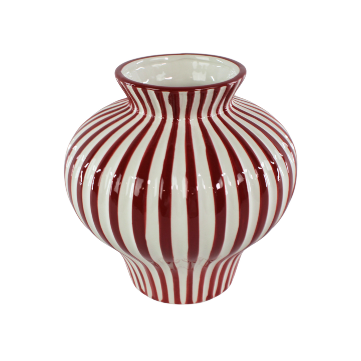 BETSY Vase m. Burgandy Stribe  (Ø 21 x 21cm)