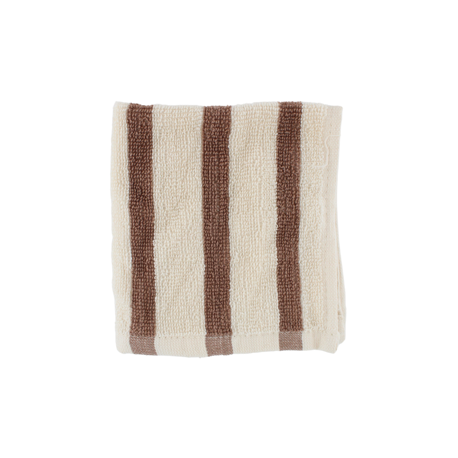 BHANI Vaskeklud Creme m. Lysebrune Striber (30x30cm)