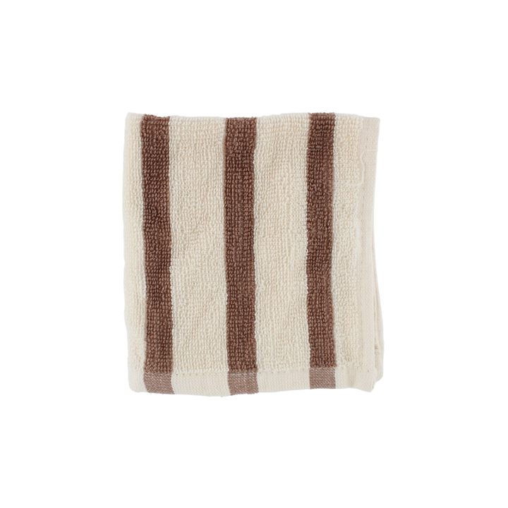 BHANI Vaskeklud Creme m. Lysebrune Striber (30x30cm)