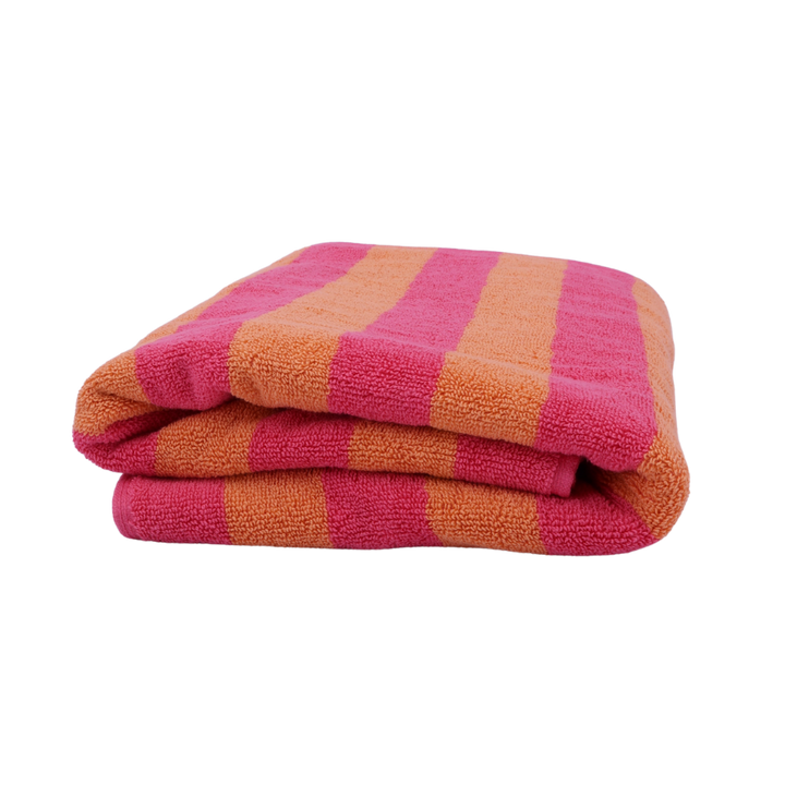 Badehåndklæde ANNI m. Striber i Lyserød (70x140cm)