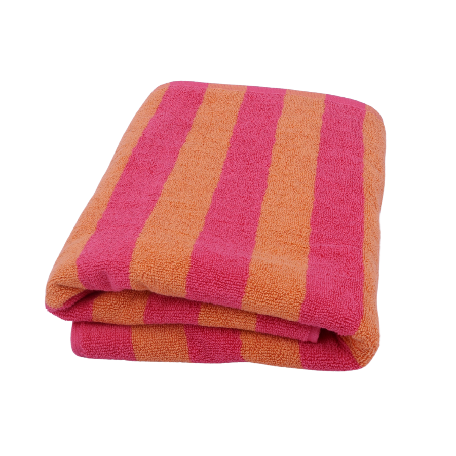 Badehåndklæde ANNI m. Striber i Lyserød (70x140cm)