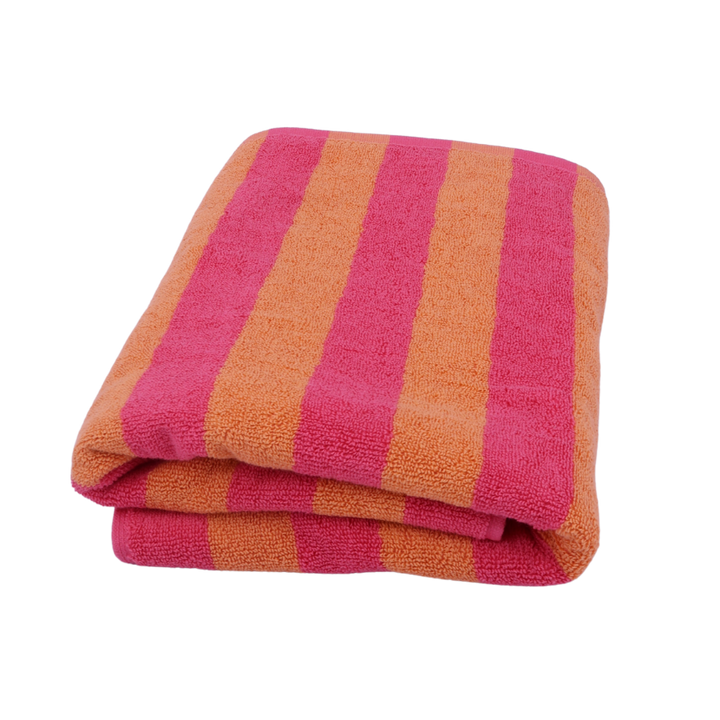 Badehåndklæde ANNI m. Striber i Lyserød (70x140cm)