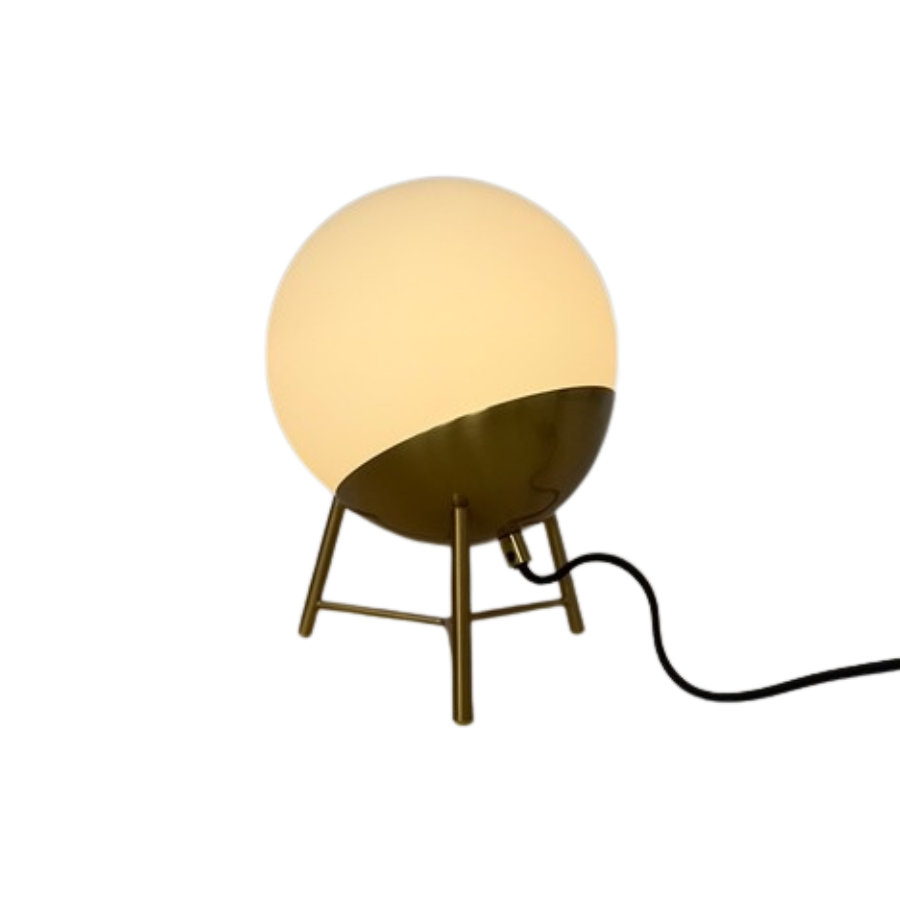 Bordlampe Chelsea Hvid Glas m. Messing Farvet Ben
