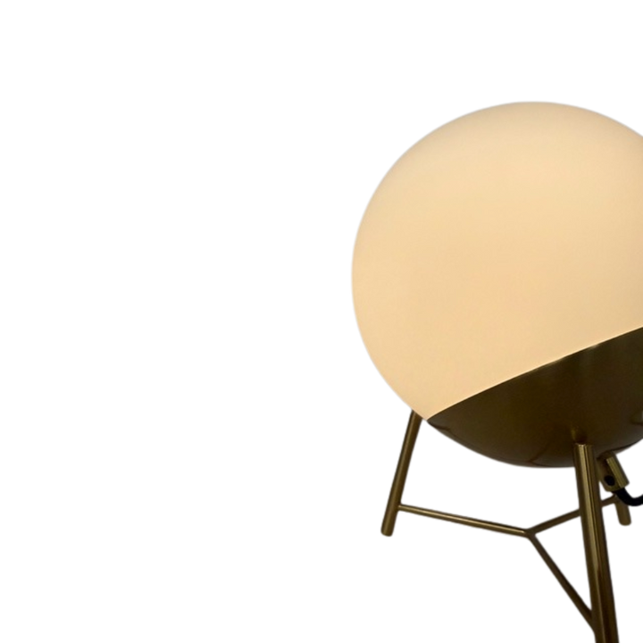 Bordlampe Chelsea Hvid Glas m. Messing Farvet Ben