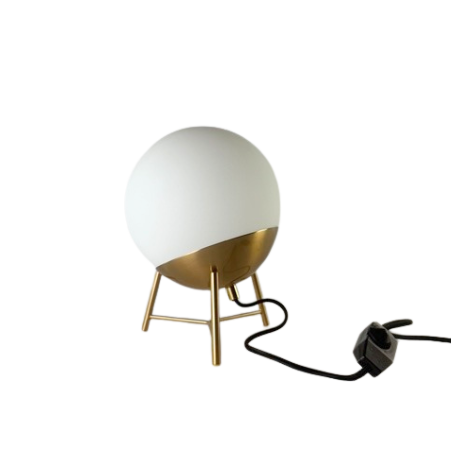 Bordlampe Chelsea Hvid Glas m. Messing Farvet Ben