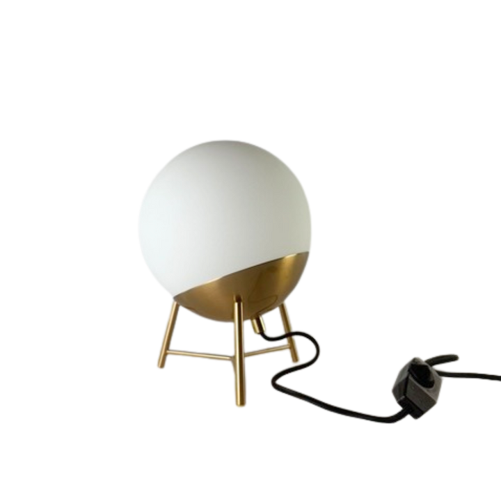 Bordlampe Chelsea Hvid Glas m. Messing Farvet Ben