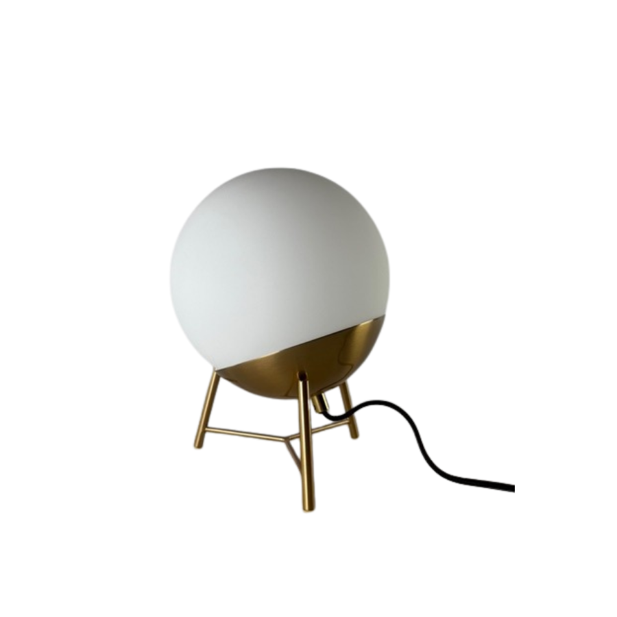 Bordlampe Chelsea Hvid Glas m. Messing Farvet Ben