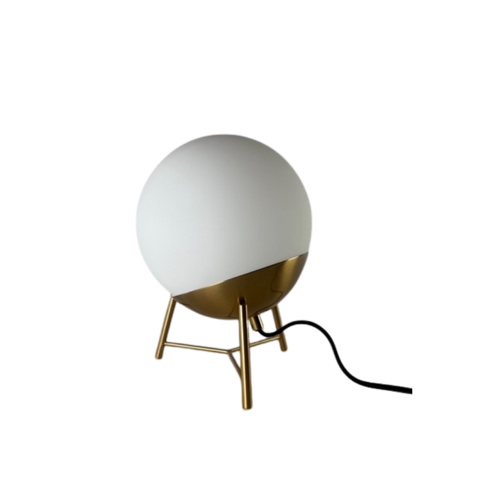 Bordlampe Chelsea Hvid Glas m. Messing Farvet Ben