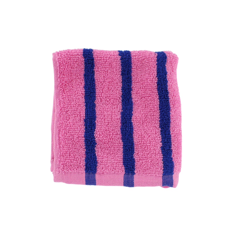 CORNELL Vaskeklud i Prism Pink m Klassik Blå Stribe (30x30cm)