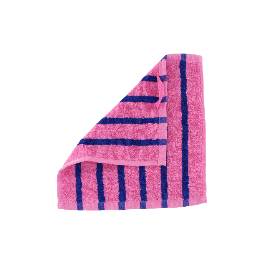 CORNELL Vaskeklud i Prism Pink m Klassik Blå Stribe (30x30cm)