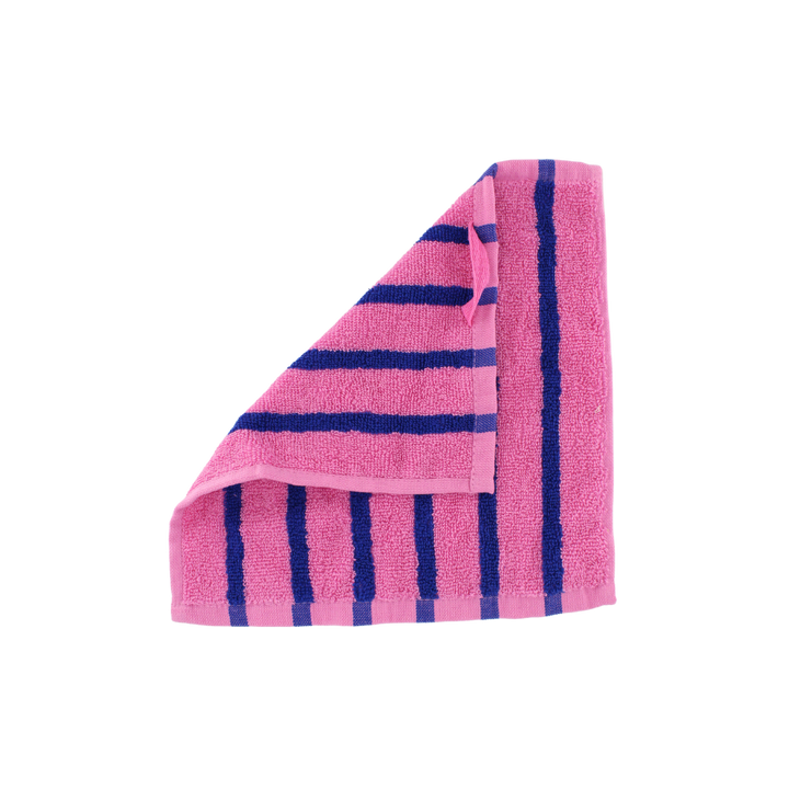 CORNELL Vaskeklud i Prism Pink m Klassik Blå Stribe (30x30cm)