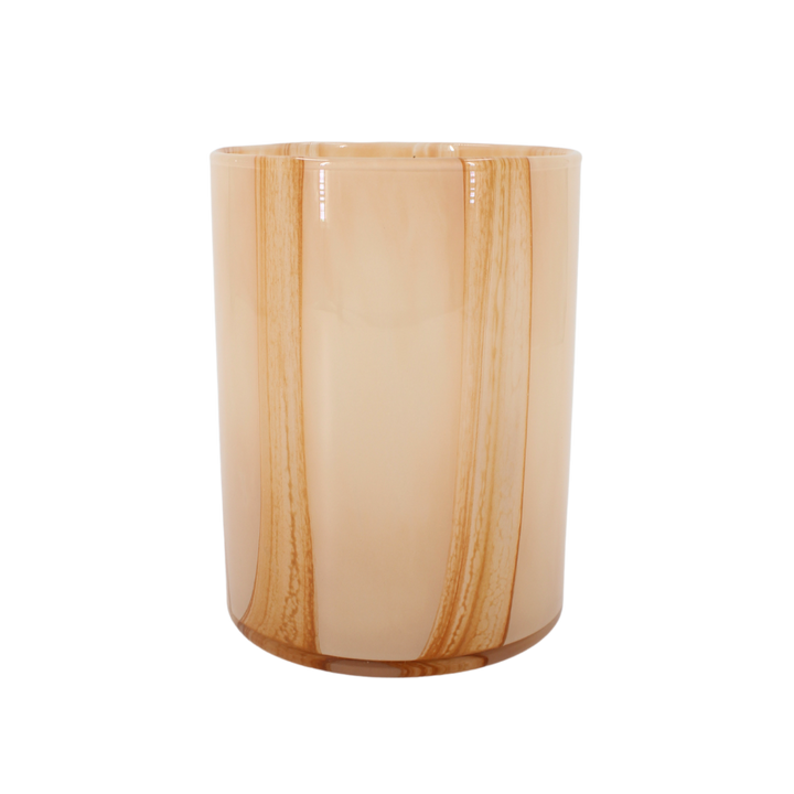 Cylindervase i Creme m. Striber (H:20cm)