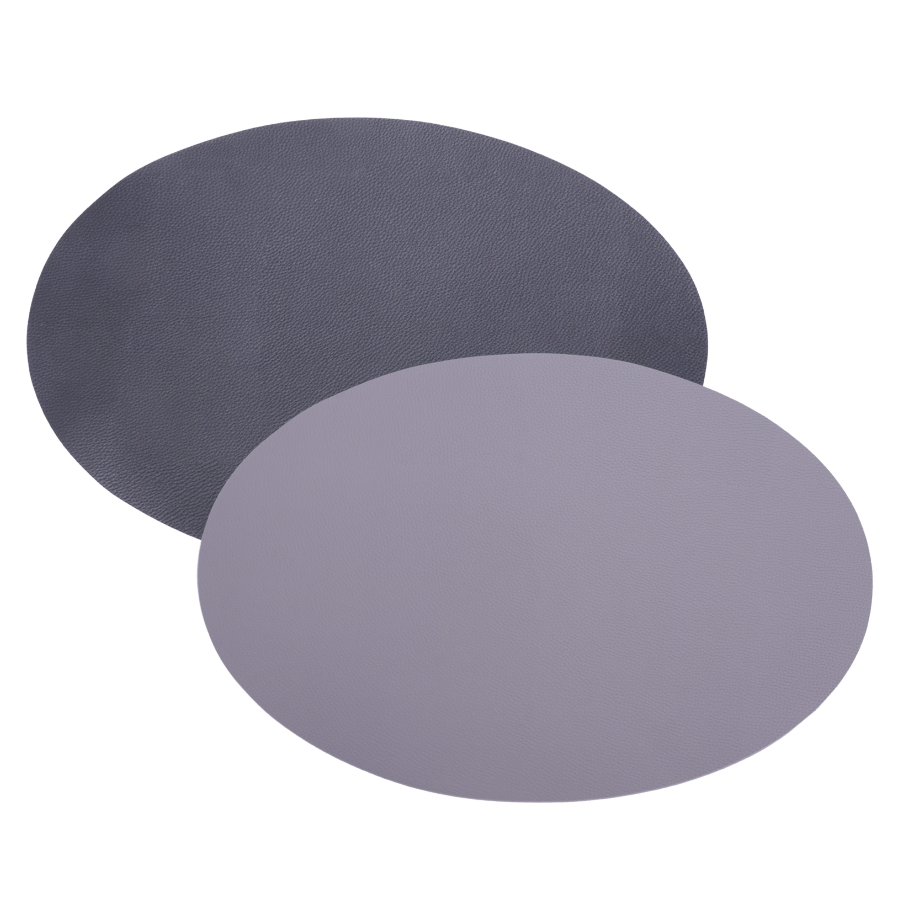 Dækkeserviet Oval PU Læder (45x30cm) Sort/Grå
