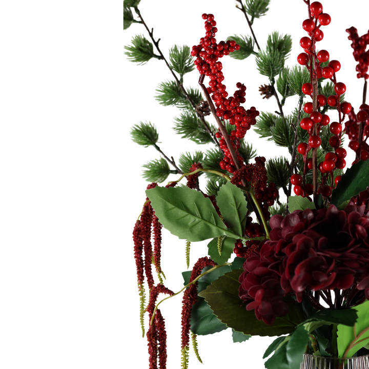 Evighedsbuket December m. Røde Bær og Hortensia