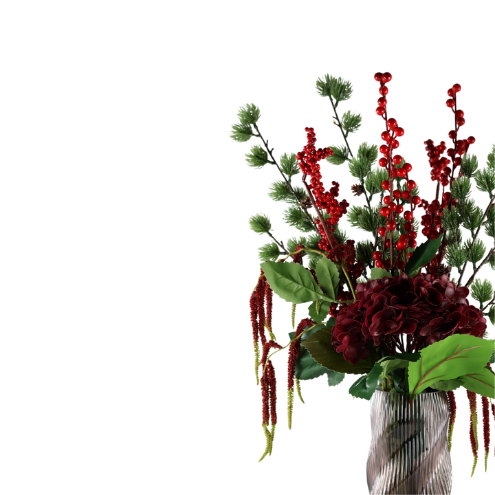 Evighedsbuket December m. Røde Bær og Hortensia