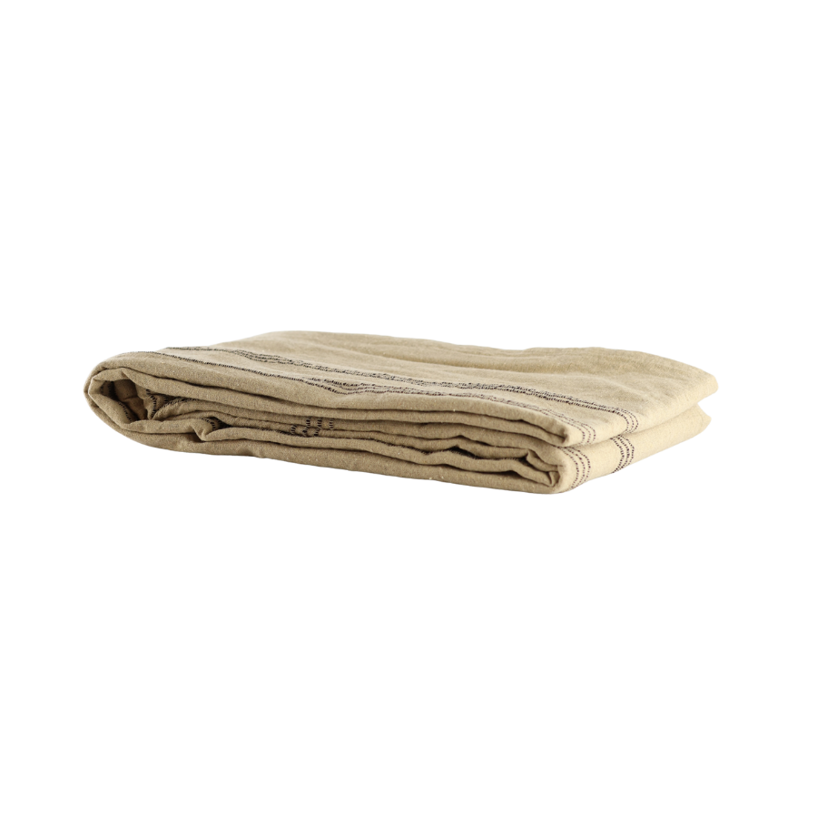 Dug i Biscuit m. Brune Striber (140x220cm)