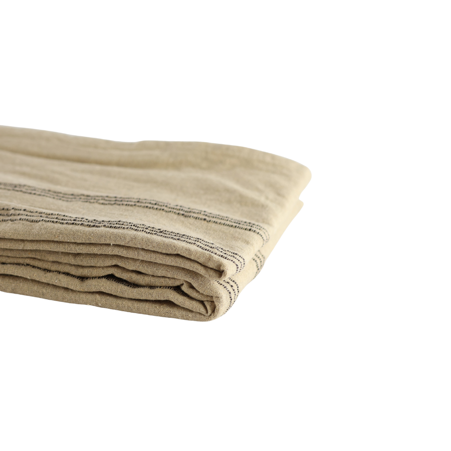 Dug i Biscuit m. Brune Striber (140x220cm)