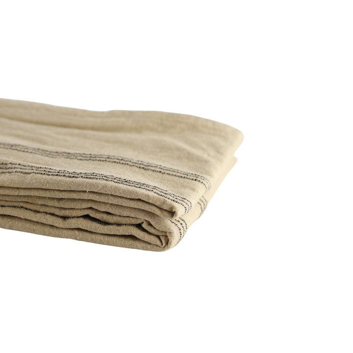 Dug i Biscuit m. Brune Striber (140x220cm)