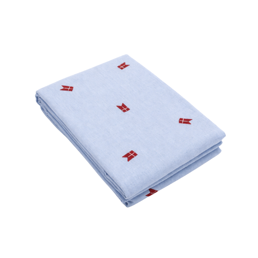 Dug m. Broderet Dansk Flag. (140x270cm) Blå