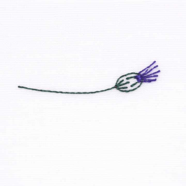 Dug m. Broderet ass Blomst (140x320cm) Hvid