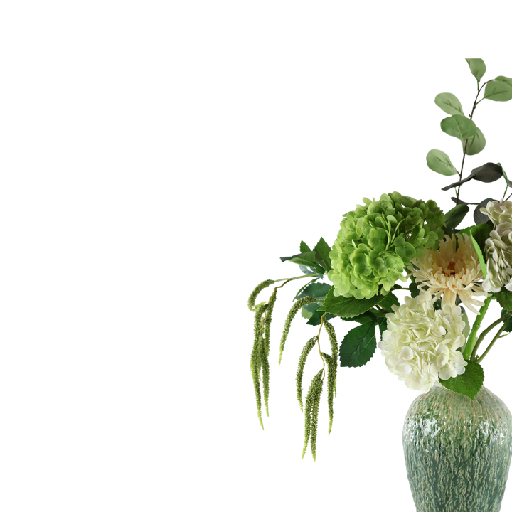 Evighedsbuket Nordisk Natur m. Hvide og Grønne Blomster