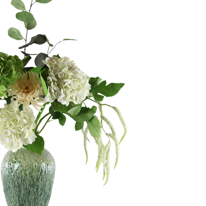 Evighedsbuket Nordisk Natur m. Hvide og Grønne Blomster