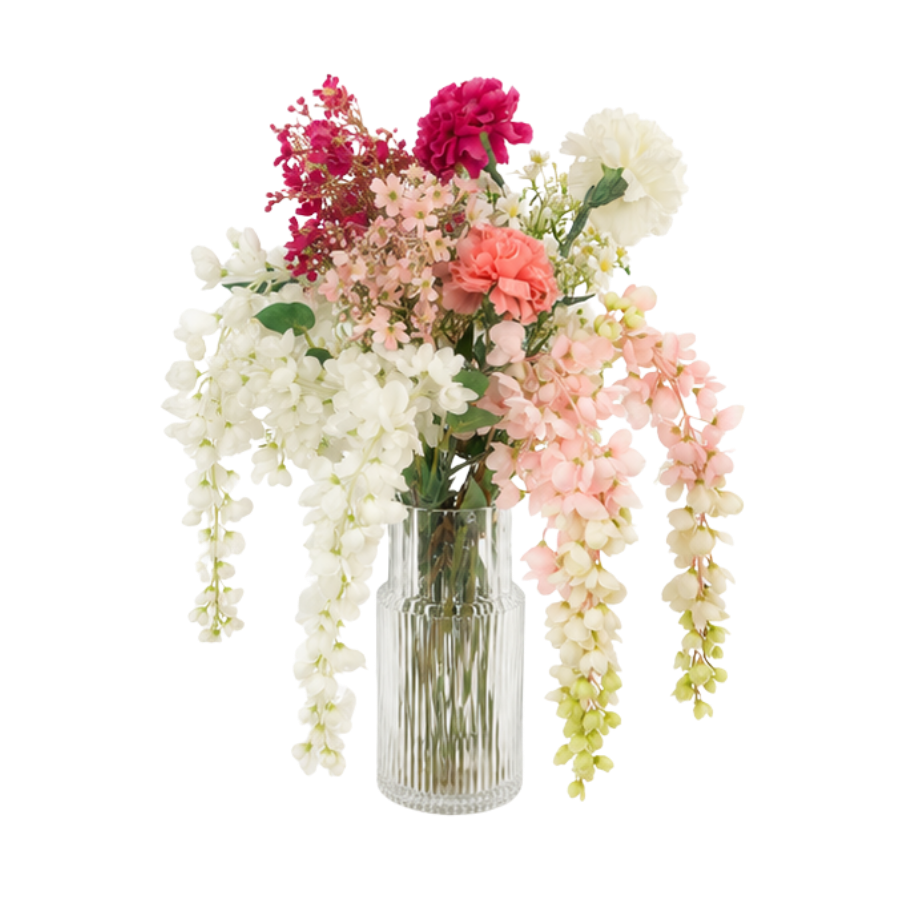 Evighedsbuket Blomsterdrøm i Hvid & Lyserød (H97cm)