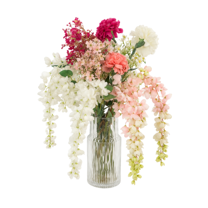 Evighedsbuket Blomsterdrøm i Hvid & Lyserød (H97cm)
